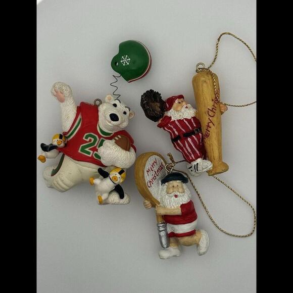 AGC Polar Bear And Santa Claus Baseball /Tennis Ornaments - Picture 1 of 5